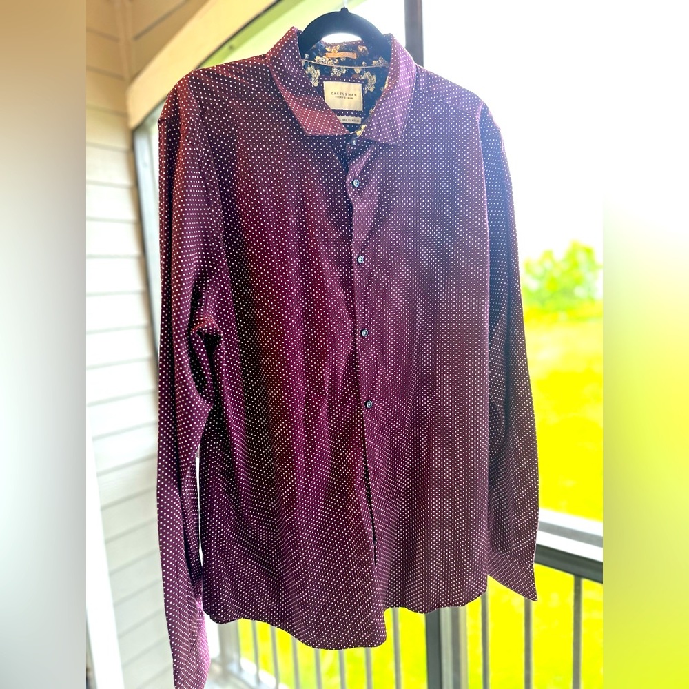 Maroon and white Mens shirt. Never worn